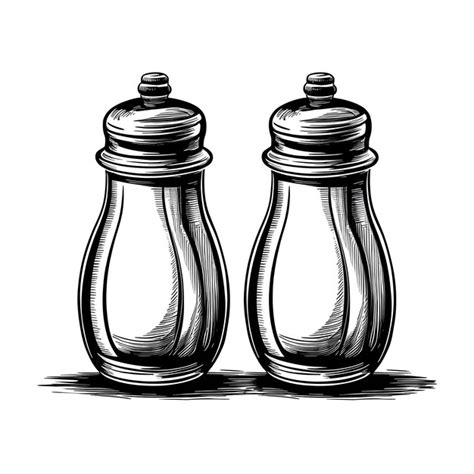 Premium Vector Salt And Pepper Shakers Monochrome Ink Sketch Vector