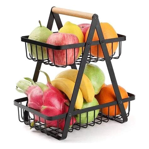 Tier Metal Fruit Basket Portable Kitchen Storage Counterto