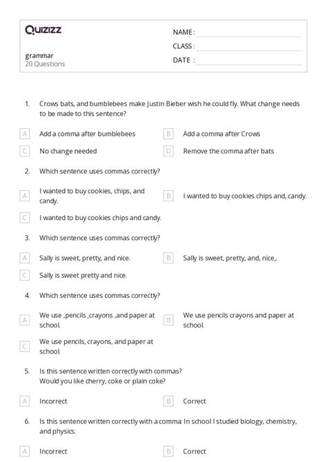 Grammar Worksheets For Th Class On Quizizz Free Printable