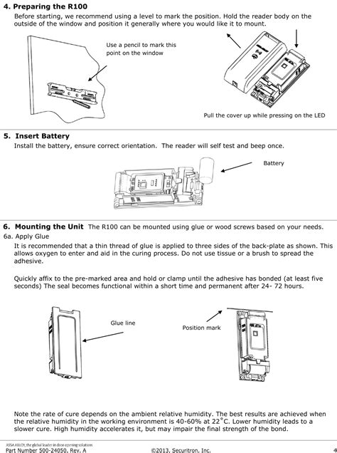 Securitron R100h Installation Instructions R100 1h I 500 24050 20a