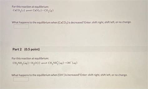 Solved For This Reaction At Equilibrium Caco S Cao S Chegg