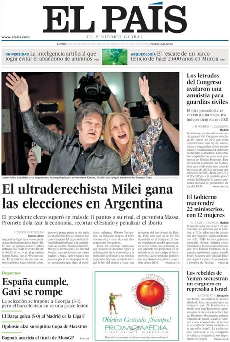 Journal El País Espagne Les Unes des journaux de Espagne Édition du