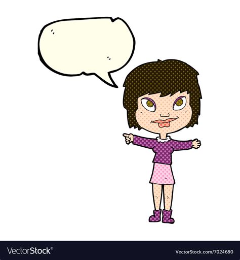 Cartoon Woman Pointing With Speech Bubble Vector Image