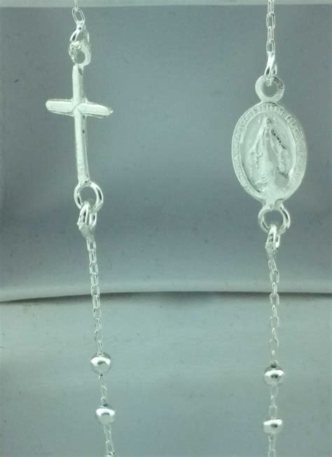 Sterling Silver Rosary Necklace Silver Rosary With Disco Etsy Australia