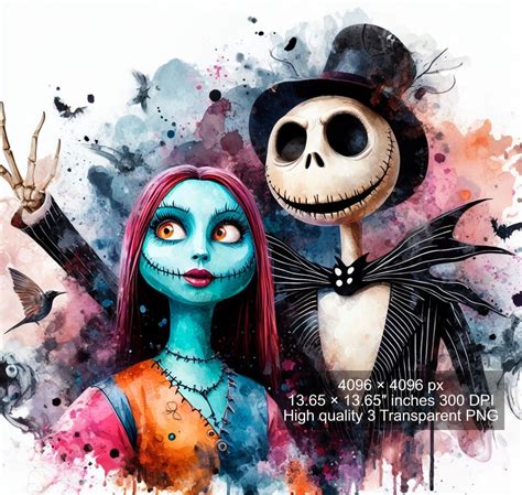 Jack Y Sally 4 Png Acuarela Y Salpicaduras De Camisa De Jack Y Sally