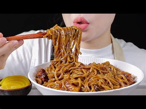 Jjajangmyeon Black Bean Noodles Making Eating Mukbang ASMR