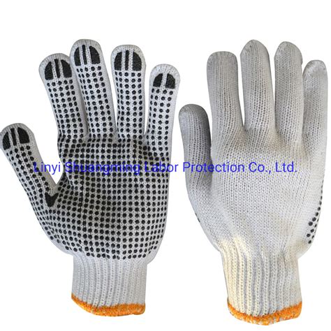 Gauge Black Color Pvc Dotted Gloves Cotton Knitted Gloves China Pvc