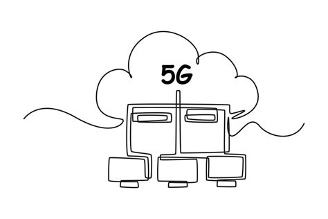 Premium Vector Single One Line Drawing 5g Technology Server 5g