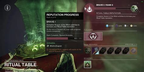 Destiny 2 Season Of The Witch Maximizing Ritual Table Reputation