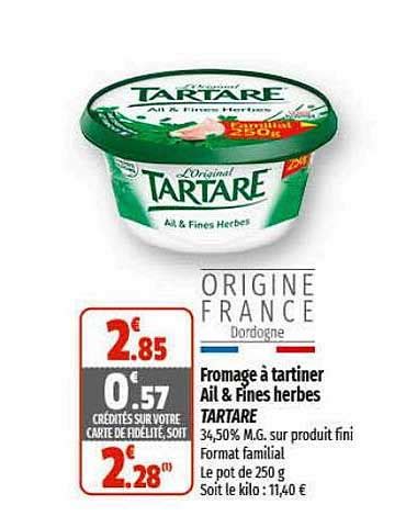 Promo Fromage à Tartiner Ail Fines Herbes Tartare chez Coccinelle