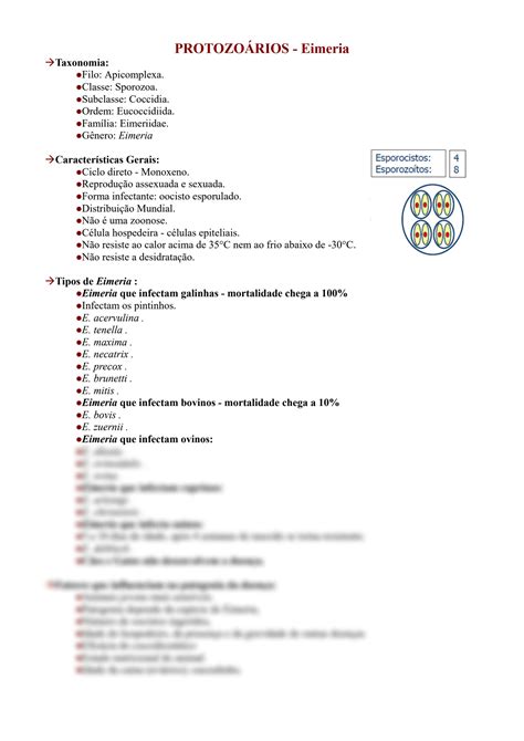 Solution Resumo Protozo Rios Eimeria Studypool