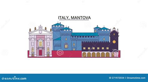 Italy Mantova Tourism Landmarks Vector City Travel Illustration Stock