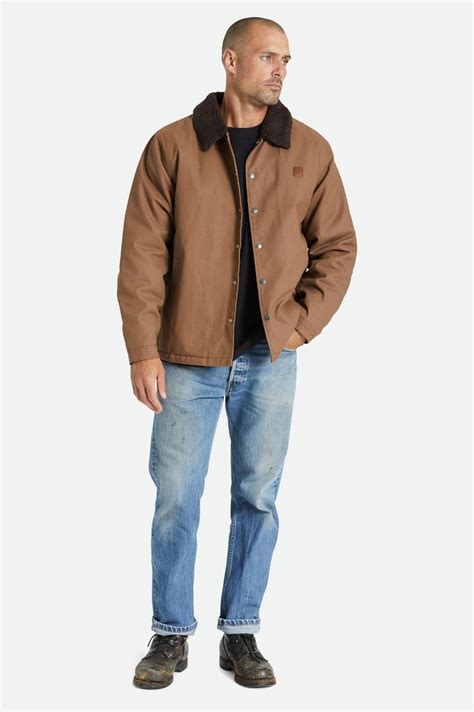 Mens Beta Sherpa Lined Coaches Jacket Desert Palm Brixton Europe