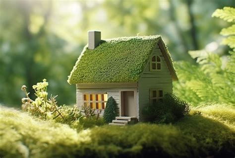 Casa Ecol Gica En Musgo En El Jard N Casa De Madera En Miniatura En