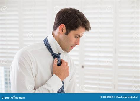 Businessman Wearing Tie In A Hotel Room Stock Photo Image Of Career