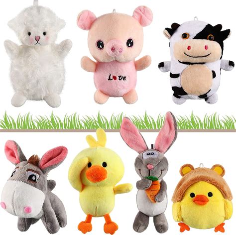 Buy 7 Pieces Mini Plush Farm Animals Toys Furry Stuffed Farm Animals