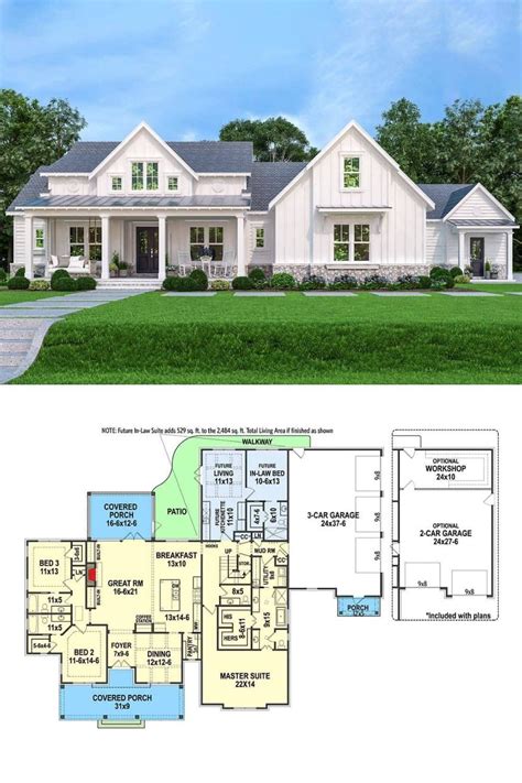 6 Bedroom Two Story Modern Farmhouse With In Law Suite Floor Plan Artofit