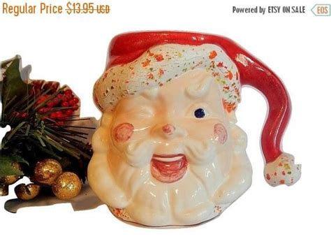 Santa Claus Mug Vintage Tableware Hand Painted Ceramic Cup Red Etsy Hand Painted Ceramics