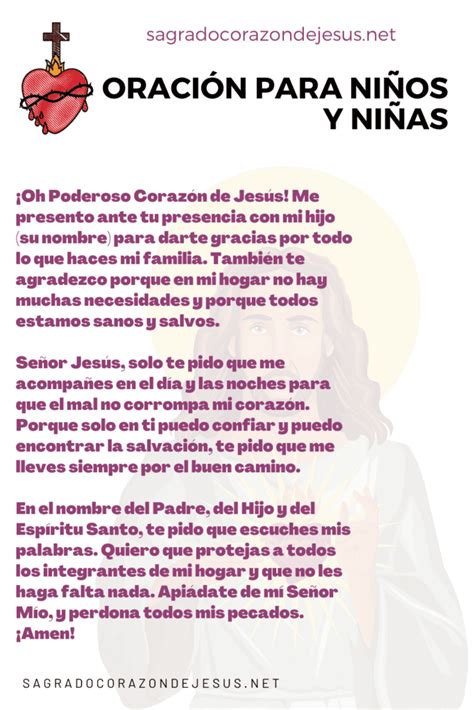 Oración Sagrado corazón de Jesús para niños niñas y más