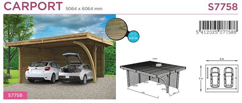 Carport En Bois 2 Voitures 5X6 M Bricorama