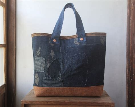 Vintage Japanese Sashiko Stitched Indigo Boro Tote Bag Etsy