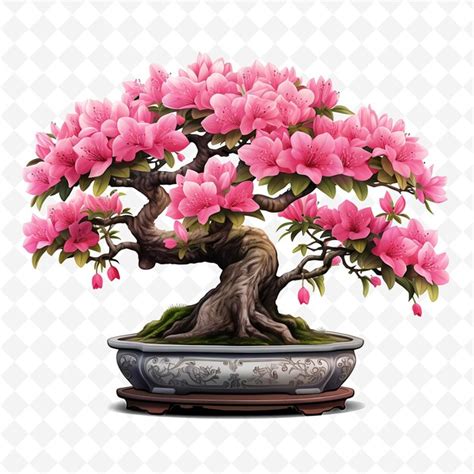 Premium PSD A Drawing Of A Bonsai Tree With Pink Flowers