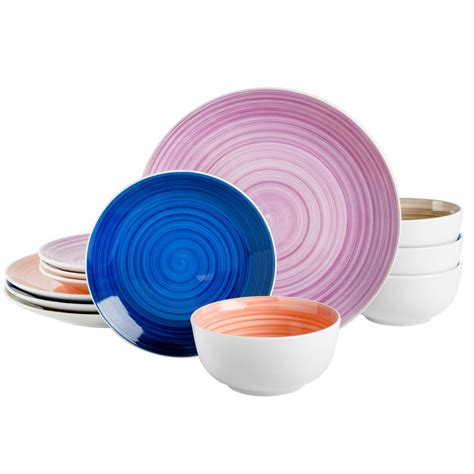 Gibson Color Vibes 12 Piece Fine Ceramic Dinnerware Set The Home Depot Canada