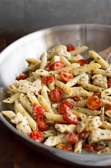 Easy Pesto Chicken Pasta For Two With Oven Roasted Tomatoes Baking