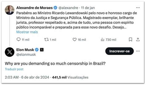 Musk Questiona Moraes Por Que Tanta Censura No Brasil Estado De Minas