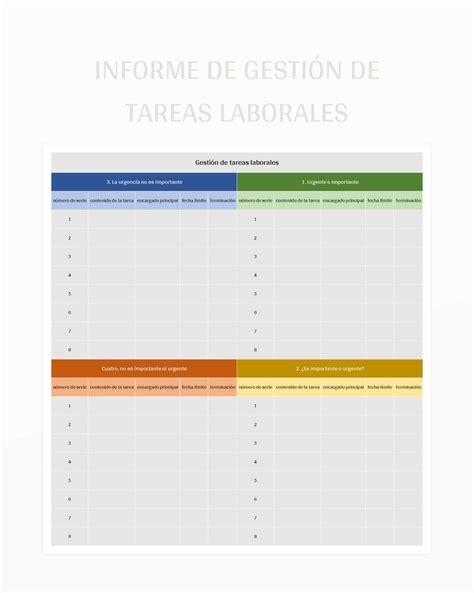 Plantilla De Excel Informe De Gesti N De Tareas Laborales Y Hoja De