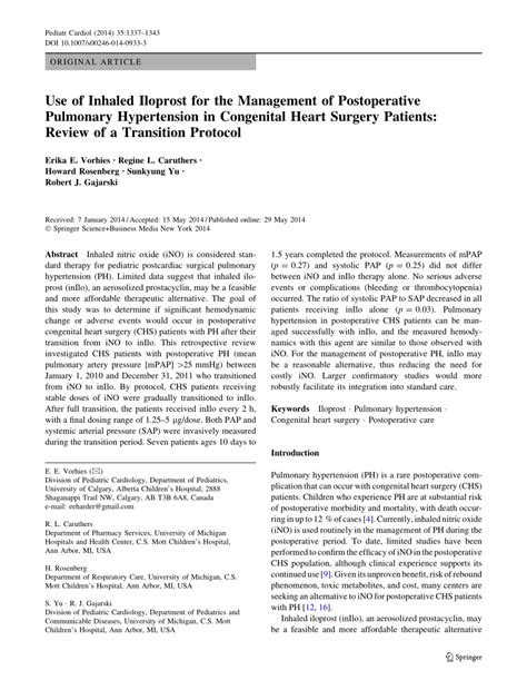 (PDF) Use of Inhaled Iloprost for the Management of Postoperative ...