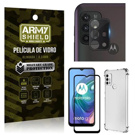 Kit Moto G10 Película de Câmera Película 3D Capa Anti Impacto