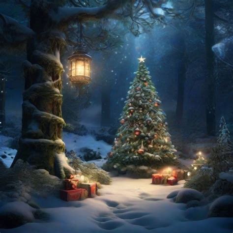 Solve Magical Christmas Tree In The Forest With Gifts Jigsaw Puzzle