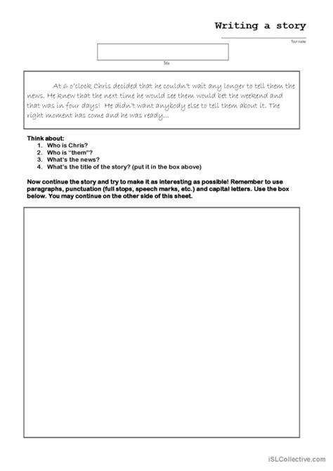 Creative Writing English Esl Worksheets Pdf And Doc