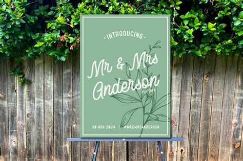 Introducing Mr And Mrs Wedding Sign I Botanical Collection Coji Designs