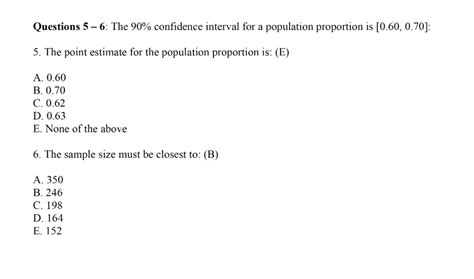 Solved Questions 5 6 The 90 Confidence Interval For A