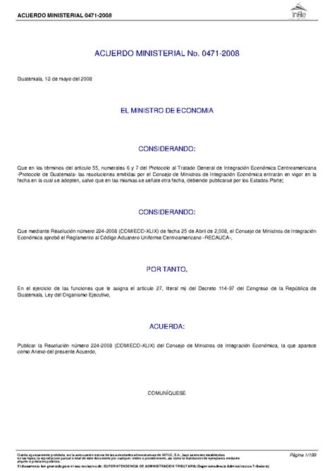 Recauca Acuerdo Ministerial 0471 2008 ACUERDO MINISTERIAL No 0471