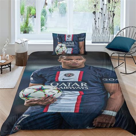 NOLEGA Mbappé Housse De Couette PSG Football Star Parure De Lit