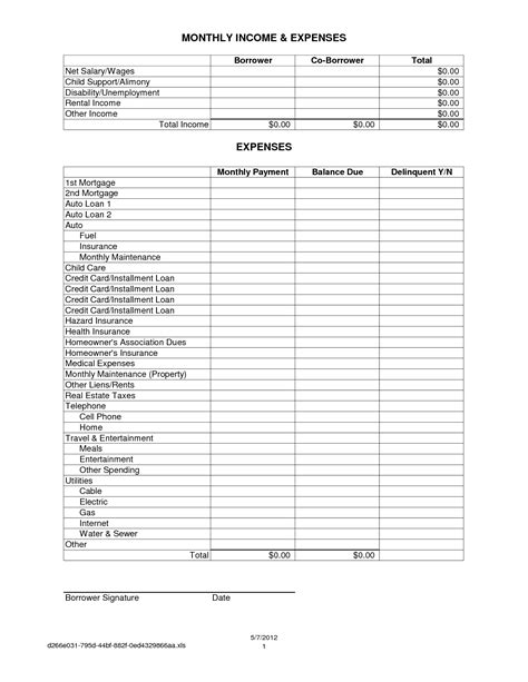 Monthly Business Income And Expense Worksheet Excel