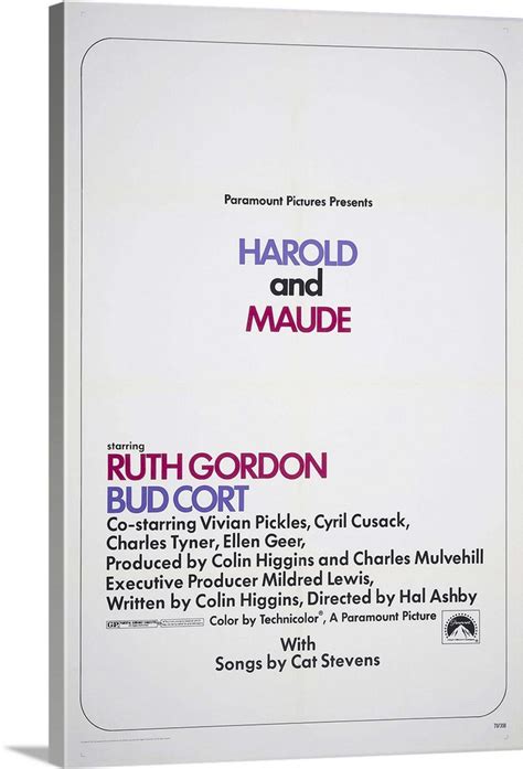 Harold And Maude - Movie Poster Wall Art, Canvas Prints, Framed Prints ...