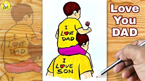 Fathersday Special Drawing How To Draw Father And Son Easy Drawing