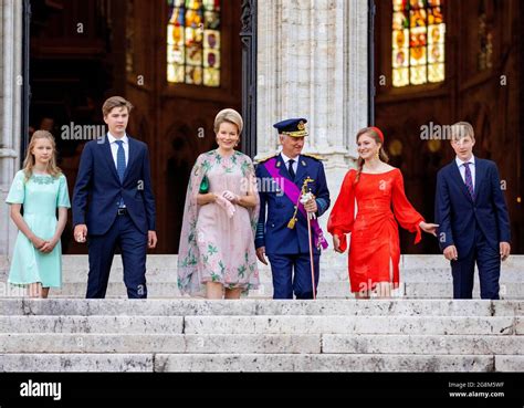 Brussel Belgien St July King Filip Queen Mathilde Princess