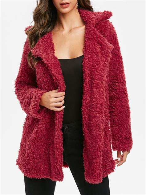 48 Off Invisible Button Longline Faux Fur Coat Rosegal