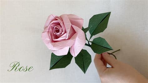 Origami Rosehow To Make Or Fold A Paper Rose With Leaves Which Is Like A True Flower Youtube