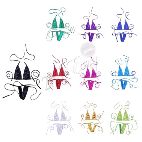 Sexy Women Wet Look Bikini Set Bra Micro G String Thong Swimwear Underwear Picclick Uk
