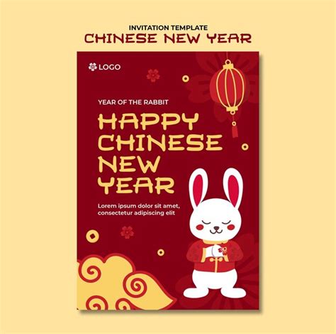 Premium Psd Chinese New Year Poster Template With Red Background