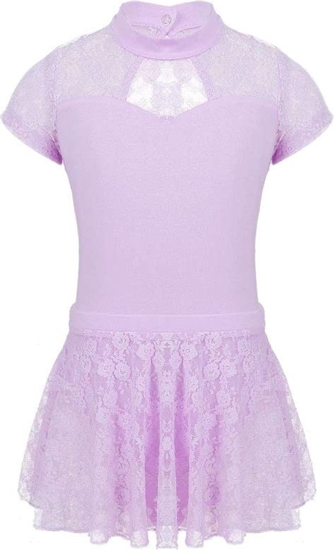 iEFiEL Kinder Mädchen Kurzarm Ballettanzug Spitze Ballettkleid Trikot