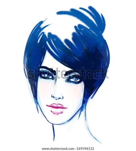 Watercolor Portrait Beautiful Women Long Hair Stock Vector Royalty Free 169596122 Shutterstock