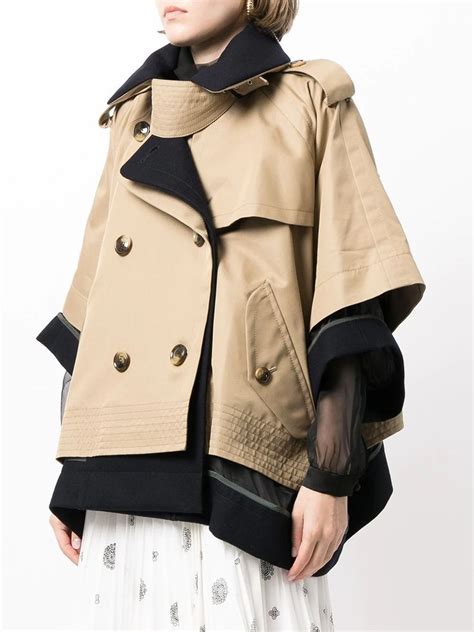 Sacai Gelaagde Trenchcoat Farfetch Trench Coat Gelaagde Trenchcoat