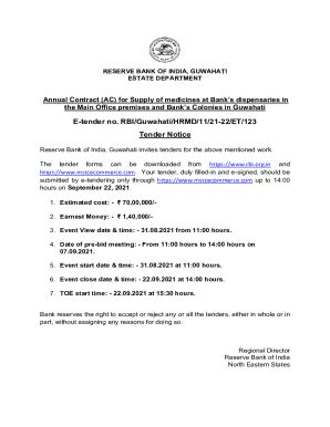 Fillable Online E Tender No RBI Guwahati HRMD 11 21 22 ET 123 Tender